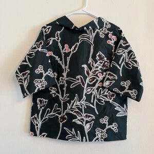 Marni Women's Floral-Print Cotton and Silk Blend Shirt - Green